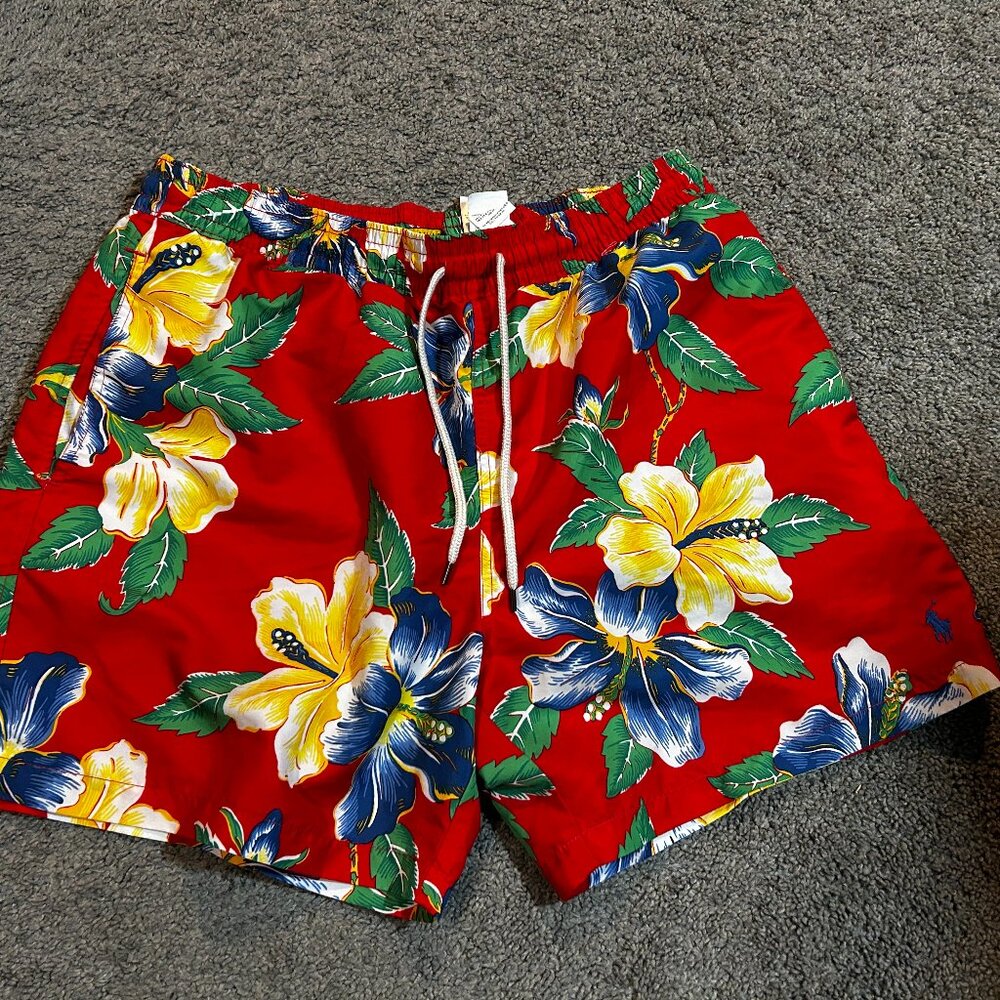POLO RALPH LAUREN MEN'S SZ XL TRAVELER FLORAL PRINT SWIM TRUNKS